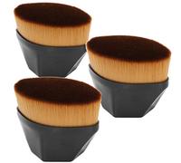 3PCS Cosmetic Liquid Foundation Brosses avec Poignée de Pétale, Brosses à Rougissement Plat Rose et Maquillage en Poudre pour une Utilisation Humide et à Sec, Application Précise (BLACK)