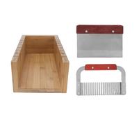 3pcs coupe-savon ensemble Moule à pain avec couteau de coupe en acier inoxydable ondulé droit