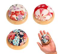 3pcs Coussin Épingles à Coudre, Adorables Durable Coussins Épingles Ronds à Base en Bois Accessoire Pratique pour Porte-Aiguilles Coudre Idéal pour Quilting Bricolage