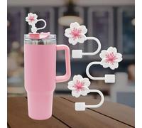 3PCS Couvercles de paille à motifs de cerisiers pour tasse Stanley, joli embout de paille 10 mm 0.4 in Réutilisables