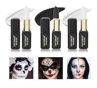3Pcs crayon de maquillage d'Halloween,Noir Blanc Maquillage du visage Halloween bâton de rouge à lèvres Set maquillage théâtre Halloween Face Paint Vampire Zombie Squelette Clown Maquillage Art Party