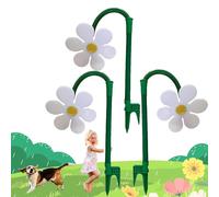 3PCS Crazy Daisy Sprinkler, Crazy Dancing Daisy Water Sprinkler for Kids/Dogs, Crazy Bulk Sun Flower 360 Rotating Sprinkler for Yard Watering - Measures 27" Long (White)