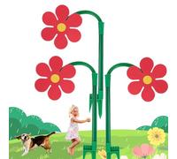 3PCS Crazy Daisy Sprinkler, Crazy Dancing Daisy Water Sprinkler for Kids/Dogs, Crazy Bulk Sun Flower 360 Rotating Sprinkler for Yard Watering - Measures 27" Long (Red)