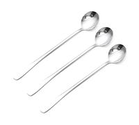 3pcs cuillère à mélanger à long manche acier inoxydable, 19,5x3x1cm/7,7x1,2x0,4 po cuillère à café glacée à long manche agitateurs thé café pour cocktail pour restaurant à domicile (Tête ronde)