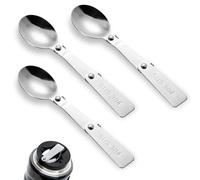 3pcs Cuillère Pliable pour Thermos Funtainer Pot Alimentaire 16oz, Cuillère Pliante Acier Inoxydable Métal Cuillère de Service Cuillère Pliable en Acier Inoxydable pour Thermos Funtainer