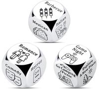 3PCS Dating Gifts for Couples Food Movie Daily Leisure Activity Decision Dice Stainless Steel Dices for Couples Girlfriend Boyfriend Wife Husband on Anniversary Valentines Funny Gifts for Him Her