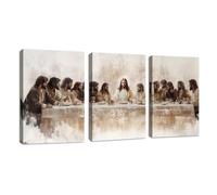 3Pcs Dernier Repas Tableau Decoration Murale Salon , Chrétien Classique Jésus Affiche Decoration Murale Moderne Religieux Christ Tableau Peinture Sur Toile Decor pour Église Salle de Prière 40X60cmX3