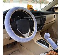 3pcs Doux Faux Laine en Peluche Couvre Volant, Hiver Faux Laine Volant Couvre, Pelucheux Fourrure Direction Couverture, Épaississement Chaud Non-Slip intérieur Auto, Intérieur de Voiture
