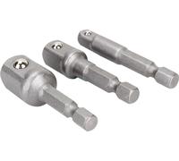 3pcs Drill Socket Adaptor Hex Drive To 1/4" 3/8" 1/2" Drive Impact Driver