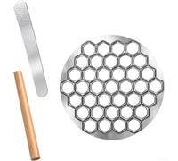 3PCS Dumpling Maker Set 37 Holes Stainless Scoop Wood Pin