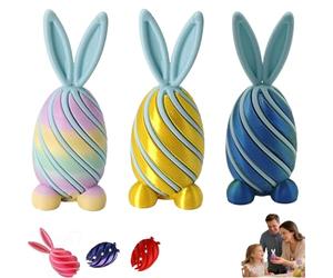 3PCS Easter Spiral Decompression Rabbit Egg,3D Printed Decompression Spiral Cone Toy,Twisty Fidget Egg,Easter 3D Printing Mystery Bunny Egg Fidget Toy,for Adults & Kids Party (3pcs-B)