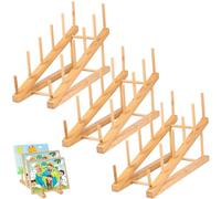 3PCS Égoutoire Vaisselle Bois, Support en Bois pour Assiettes, 5 Emplacements Porte Vaisselles Cuisine, Caserole de Cuisine Panier pour Tasses,Vaisselle, Séchoirs à Livre, Egouttoirs, CD, Livre