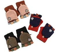 3pcs Enfant Gants Sans Doigts Gants D'Hiver Warm Cartoon Gants Demi-Doigts Automne Et Hiver Mitaines TricotéEs Moufle Enfant Pour GarçOns Et Filles âGéS De 3 à 12 Ans, 14 Cm × 8 Cm