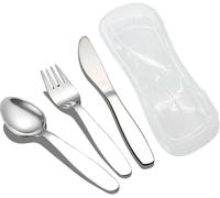 3pcs Enfants Fourchette Cuillère Couteau Set Travel Case 18/8 En Acier Inoxydable Enfants Argenterie Vaisselle Set Scolaire Enfants Ustensiles Set (Fourchette Cuillère Couteau)