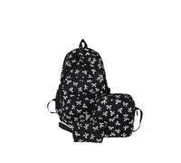 3pcs / Ensemble Backpack à imprimé à Arc Mignon avec Sac à Corps croisé et Petit Sac à Main (Blanc Noir) (Noir)