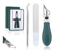 3pcs Ensemble de Coupe Ongles Incarnés, Professionnels Biseauté Coupe Ongles à Bec d'Aigle avec Lime et Outil de Déchirure pour Ongle Épais et Personnes Âgées (Vert)