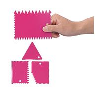 3pcs / ensemble de grattoirs à gâteaux, crème au beurre en plastique plus fluide, outils de décoration de pâte avec bord dentelé pour les amateurs de boulangerie, débutants, (vert) (rose)