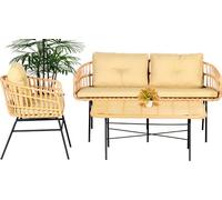 3pcs Ensemble de meubles de jardin Ensemble de canapés Table Fauteuil Véranda Table à manger Nouveau