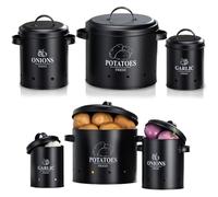 3pcs / ensemble de pommes de terre et d'oignon en carbone en acier en acier et bac rangement à l'oignon avec trous aérés pour les légumes cuisine