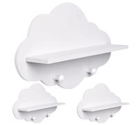 3pcs Étagères flottantes de Nuage, étagères de pépinière en Bois Blanc pour l'étagère Murale d'affichage Suspendue pour Le décor la pépinière la Chambre à Coucher du Salon la Salle Bain