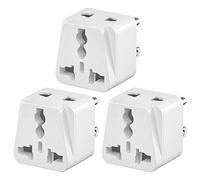 3PCS EU/UK/China to US Travel Adapter American Socket Plug Adapter Type-B pour USA Canada Mexique Thaïlande Jamaïque avec Verrouillage de sécurité (Blanc)