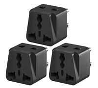 3PCS EU/UK/China to US Travel Adapter American Socket Plug Adapter Type-B pour USA Canada Mexique Thaïlande Jamaïque avec Verrouillage de sécurité (Noir)