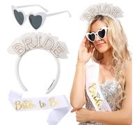 3Pcs Evjf Accessoire,Bride to be Sash,Bandeau Bride,Lunettes Coeur,Enterrement de Vie de Jeune Fille Accessoire Femme,Bride to Be Accessoires pour Mariage Fiançailles Fête