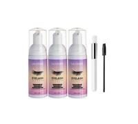 3pcs Eyelash Extension Cleanser Shampoo Kit Mousse Fast Makeup Glue Removal Foam Set for Women Deeply Cleaning with Brush