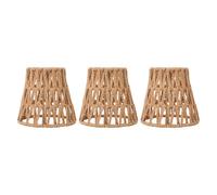 3PCS Faux Rattan Lamp Shades, Bohemian Style Paper Braided E14 Bulb Clip on Decorative Lampshade Pendant Light Cover for Table Floor Lamps