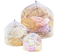 3Pcs Filet à Linge，Sacs à Linge，Sac de Lavage en Maille à la Corde Réutilisable en Maille pour Sous-vêtements, Soutien-gorge, Chaussettes, Bas, Dessous, Lingerie,Chemisier