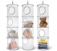 3Pcs Filet de Rangement pour Jouets, 4 Niveau de Rangement en Filet Suspendu, Rangement Pliable pour Jouet Souple, Rangement Suspendu pour le Rangement des Peluches, Vêtements, Chambre d'Enfant (Gris)