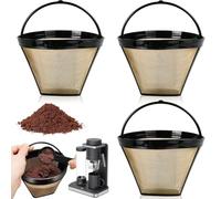 3PCS Filtre Café Permanent Filtre, 100 Mailles Filtre à Café Réutilisable pour Machine à Café Cuisine Bureau Café Boulangerie va au lave-Vaisselle Rechange pour Taille 4