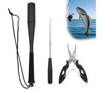 3pcs Fish Killer 24,5 cm Tueur de Poissons en Aluminium Paralyseur Poisson Paralyseur avec Pinces de Pêche Outil dissolvant Hameçons Paralyseur Poisson Accessoires de Pêche (Noir)