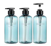 3pcs Flacon Presse Gel Douche，Segbeauty 500ml Flacon de Lotion réutilisable pour Distributeur de Presse en Plastique de Savon de shampooing conditionneur de Savon pour Le Corps Liquide - Bleu