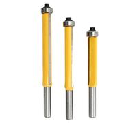 3Pcs Flush Garniture Routeur Peu En Alliage D'acier De Tungstène Professionnel Straight Bearing Flush Trim Bit Set avec 8mm Tige Bois