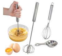 3PCS Fouet Cuisine, Fouet Semi-Automatique,Fouet à pâtisserie Fouet à pâtisserie,Set d'accessoires de pâtisserie avec séparateur de Jaune d'œuf pour la cuisine et la pâtisserie