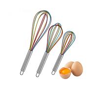 3PCS Fouets de Cuisine, Fouets en Silicone, Fouet Manuel Silicone, Fouet en Fil d'acier Inoxydable, Batteur Manuel à Oeufs en Silicone, Fouet Ballon, pour Mélanger,Fouetter,Faire Mousser et Remuer