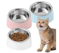 3Pcs Gamelle Chat Plateforme Inclinée À 15°, Gamelle Chien Chat Surélevé en Acier Inoxydable, Inclinée pour Chiens Et Autres Animaux De Compagnie