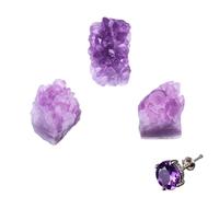 3PCS Geode Amethyste, Amethyste Pierre Naturelle 2-5cm, Cristaux et Pierres Précieuses pour Méditation, Décoration, Lithothérapie, Quartz Clair, Cadeau Spirituel, Chakra, Bague Améthyste