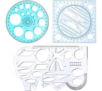 3PCS Geometric Drawing Templates Set, Circle Template & Drafting Stencils for Students, Ruler for School Architecture