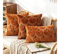 3pcs Ghost Pumpkin Cushion Covers Decorations,Cute Ghost Throw Pillow Lush Pillow Case Decor Throw Cushion Case,Autumn Thanksgiving Sofa Bedroom Bed Livingroom Decor，Light Brown