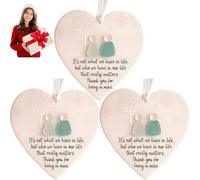 3Pcs Heart-Shaped Sea Glass Friendship Decor,Timeless Friendship Heart Keepsake Ornament for Christmas Tree,Handmade Glass Wall Art & Decor,Thank You Present for Coworker, Teacher, Boss (A1001, Size)