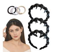 3Pcs High Cranium Headband Non-Slip with Teeth, Vintage High Cranium Artificial Pearl Hairband, Elegant Pearl-Strung Hair Hoop