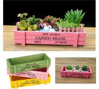 3PCS Home Office Desktop Bois Succulentes Jardin de fleurs Pot de stockage Boîte de décoration