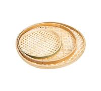 3Pcs Household Mesh Strainers Kitchen Bread Baskets Hand-woven Bamboo Trays Home Accessory