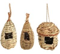 3pcs Hummingbird House Petite herbe suspendue tissée à la main pour oiseau perle Munia