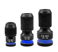 3pcs Impact Hex Converter for Screwdriver/Drill Bit 1/2 3/8 1/4" Square Drive to 1/4" Quick Release Hex Socket Adapter