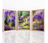 3Pcs Impression Sur Toile, Français Style Provence Tableau Decoration Murale, Campagne Pastoral Nature Parterre De Fleurs Cottage Affiche Peintures Pour Salon Chambre Bureau Decor 30 x 40 cm