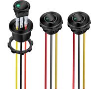 3pcs Interrupteurs À Bascule À Led Vertes Marche/Arrêt Avec Coque Ronde 3broches 12dc-20a/24vdc-10a Pour Interrupteur À Bascule De Camion De Voiture Automobile