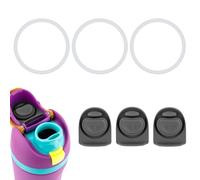 3pcs Joints Toriques et 3pcs Bouchons de Rechange pour Bouchon Owala Freesip, Bouchon en Silicone sans BPA pour Bouchons Owala Freesip 16/19/24/32/40oz (Noir)